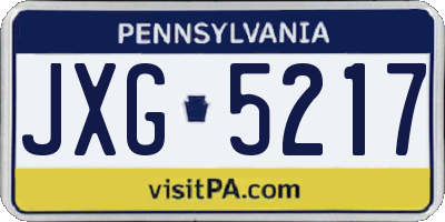 PA license plate JXG5217