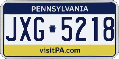 PA license plate JXG5218