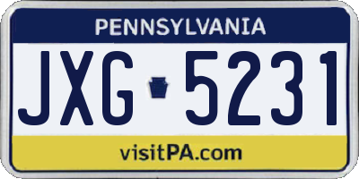 PA license plate JXG5231