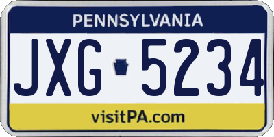 PA license plate JXG5234