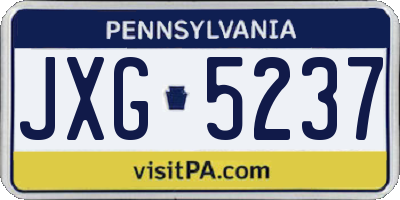 PA license plate JXG5237