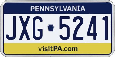 PA license plate JXG5241
