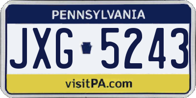PA license plate JXG5243