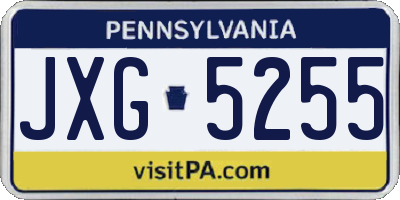 PA license plate JXG5255