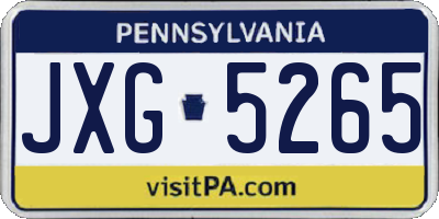PA license plate JXG5265