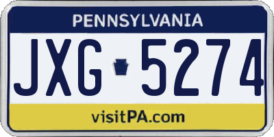 PA license plate JXG5274