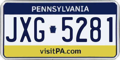 PA license plate JXG5281