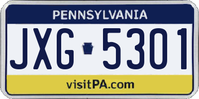 PA license plate JXG5301