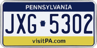 PA license plate JXG5302