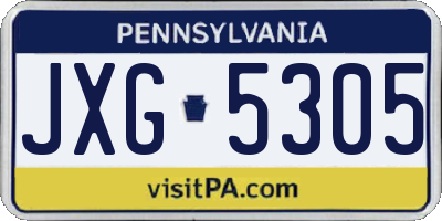 PA license plate JXG5305