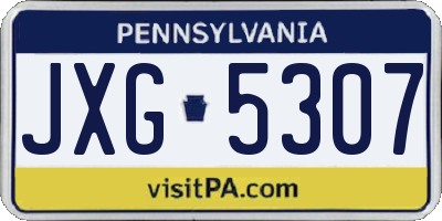 PA license plate JXG5307