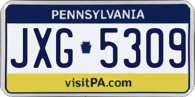 PA license plate JXG5309