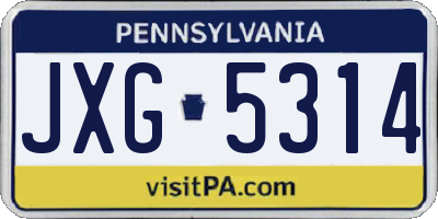 PA license plate JXG5314