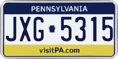 PA license plate JXG5315