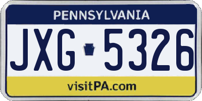 PA license plate JXG5326