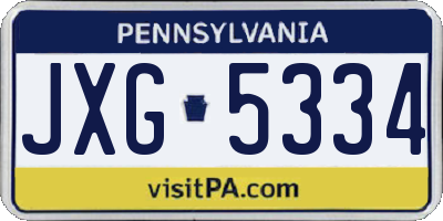 PA license plate JXG5334