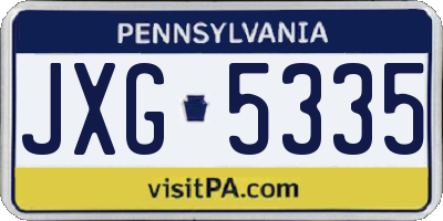 PA license plate JXG5335