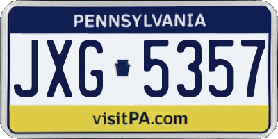 PA license plate JXG5357