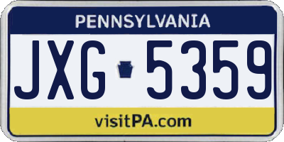 PA license plate JXG5359