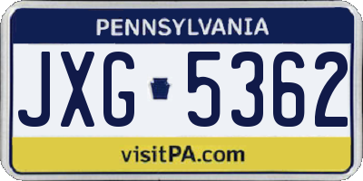 PA license plate JXG5362