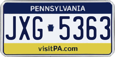 PA license plate JXG5363