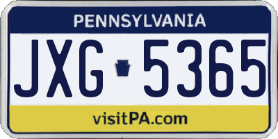 PA license plate JXG5365
