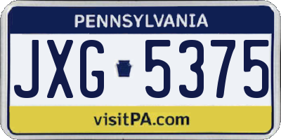 PA license plate JXG5375