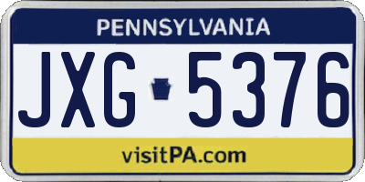 PA license plate JXG5376
