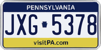 PA license plate JXG5378