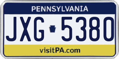 PA license plate JXG5380