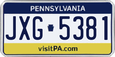 PA license plate JXG5381