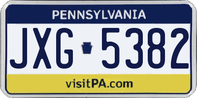 PA license plate JXG5382