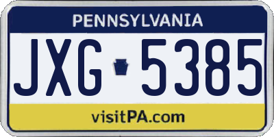 PA license plate JXG5385