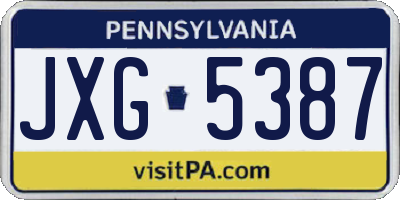 PA license plate JXG5387
