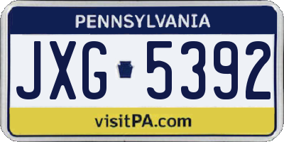 PA license plate JXG5392