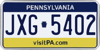 PA license plate JXG5402