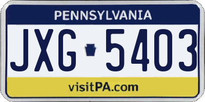 PA license plate JXG5403
