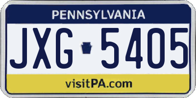 PA license plate JXG5405