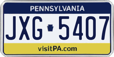 PA license plate JXG5407