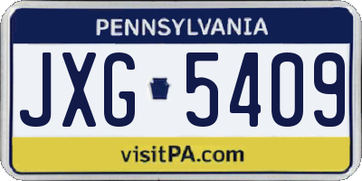 PA license plate JXG5409