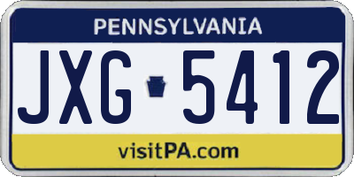 PA license plate JXG5412