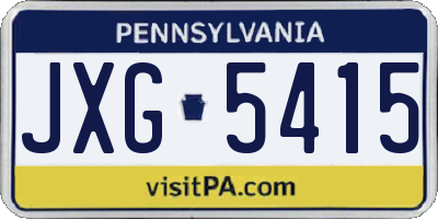 PA license plate JXG5415