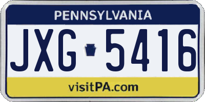 PA license plate JXG5416