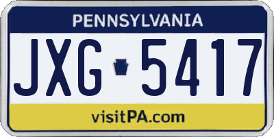 PA license plate JXG5417