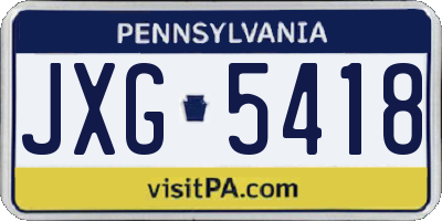 PA license plate JXG5418