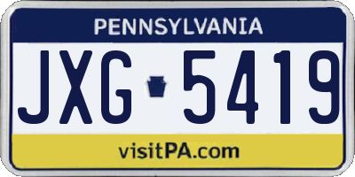 PA license plate JXG5419