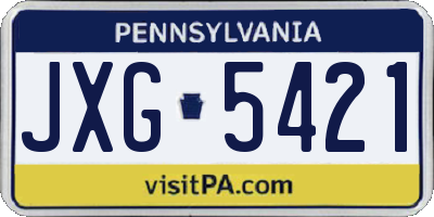 PA license plate JXG5421