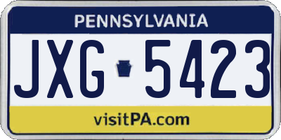 PA license plate JXG5423