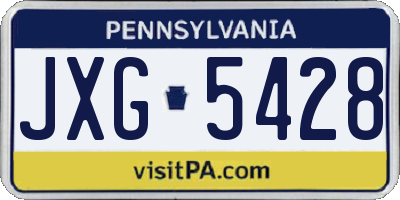 PA license plate JXG5428
