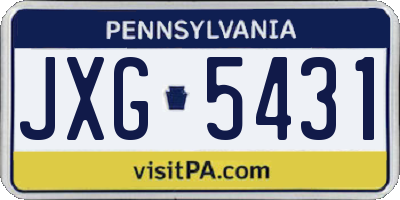 PA license plate JXG5431
